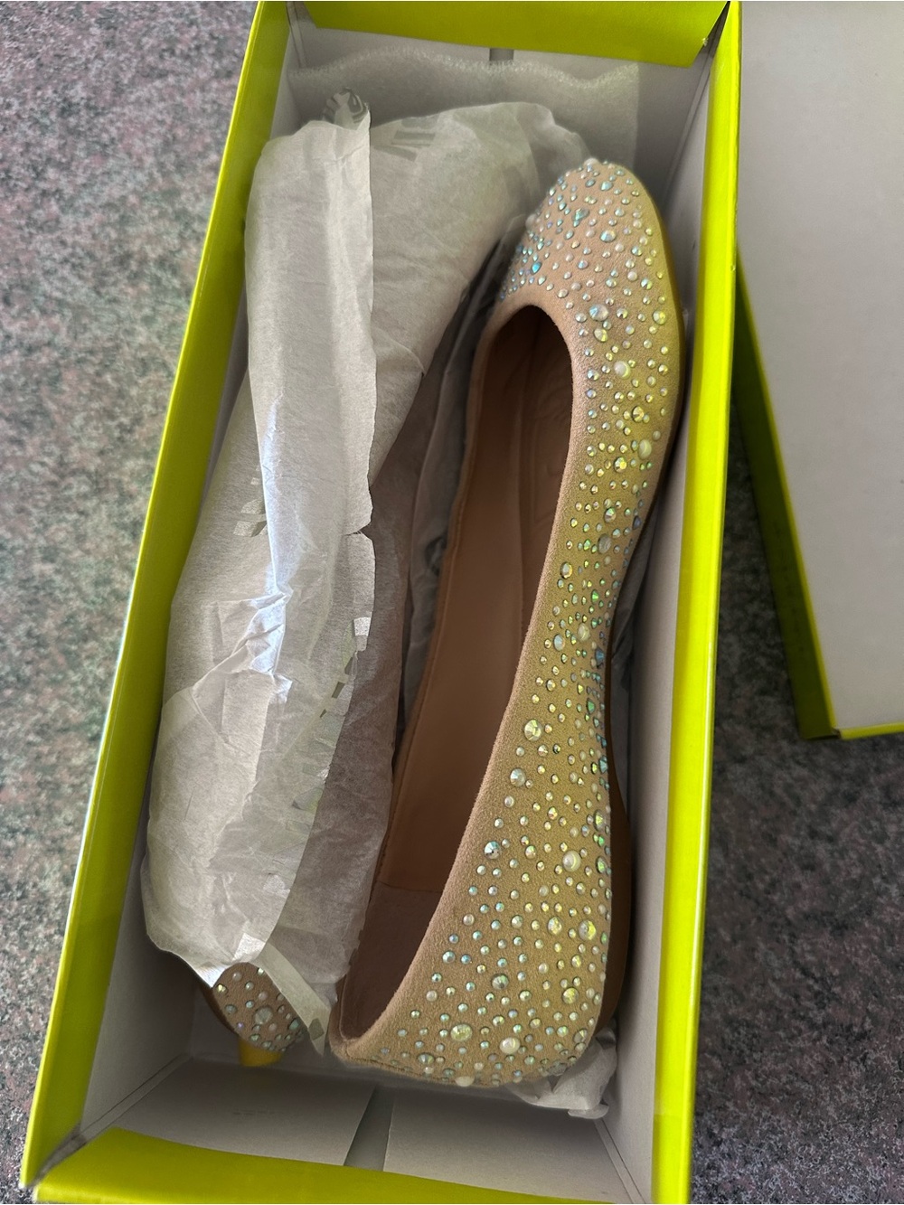 Gianni Bini Beige Crystal Flats